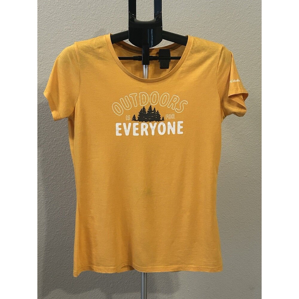 Columbia Womens M T-Shirt Yellow Outdoors Is For Everyone Soft Tri-Blend Tee